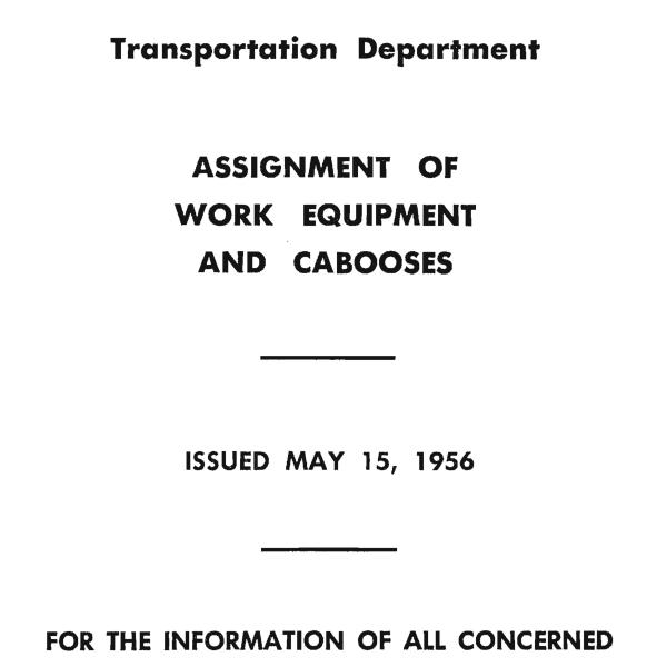 NYNH&H 1956-05-15 Work Equipment & Caboose Assignment