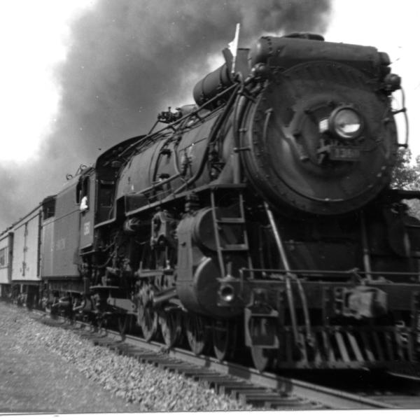 I-4 4-6-2 #136? Leads troop train extra eastbound at Leete's Island, Branford, CT.
